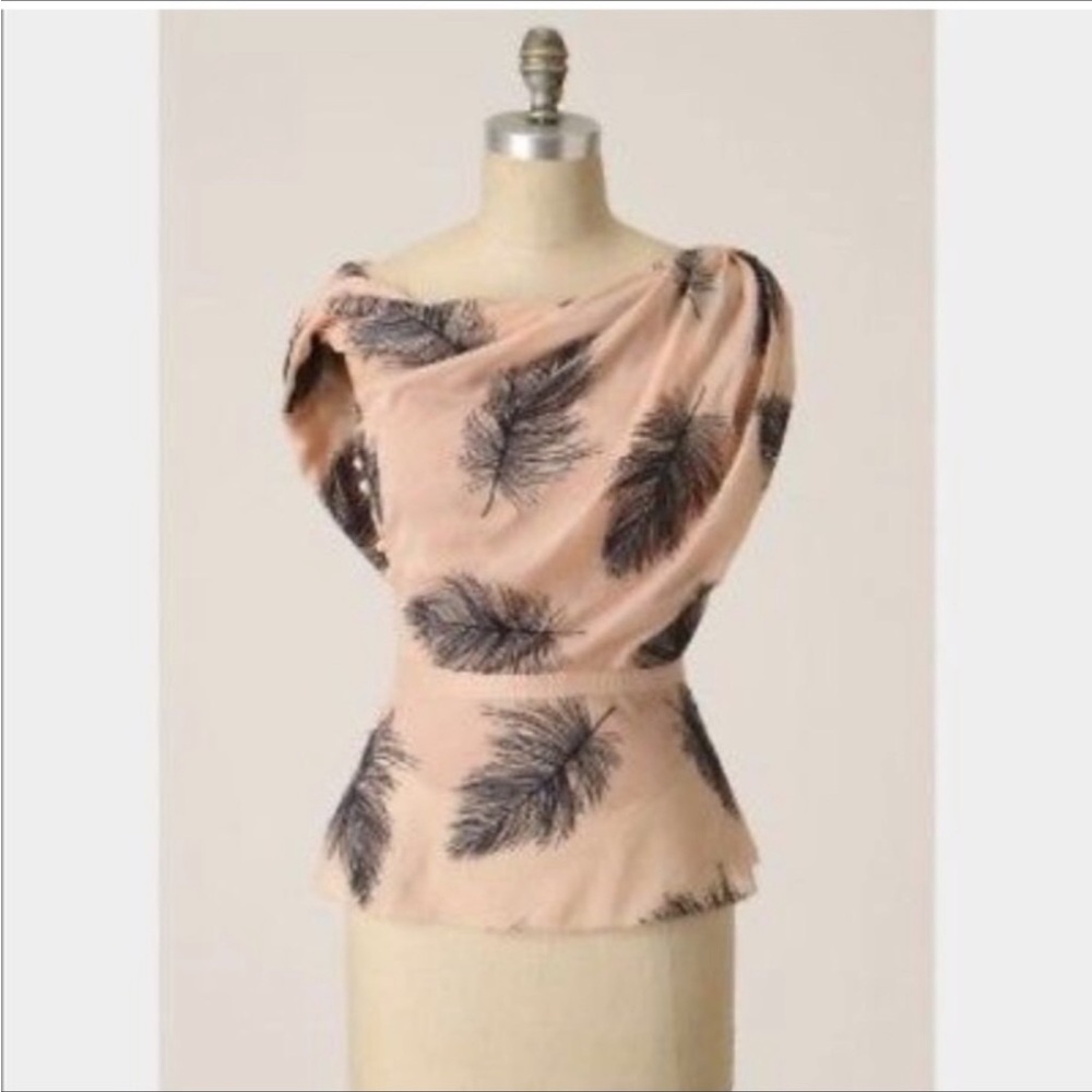 Byron Lars Beauty Mark Feather Peplum Top